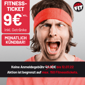 Einmalige-9€ Fitnessticket-Sommeraktion